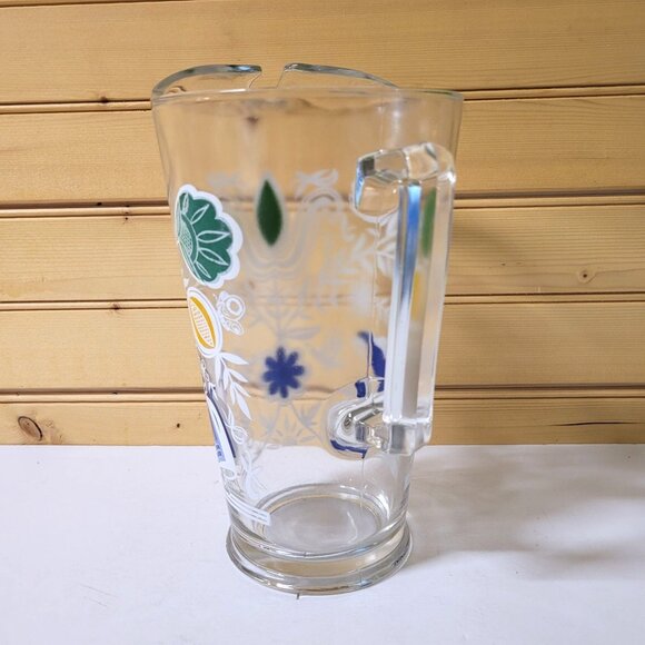 Pitcher Painted Dutch Girl 9' Clear Glass Heavy Water Flower Garden 1950 MCM - Picture 4 of 6